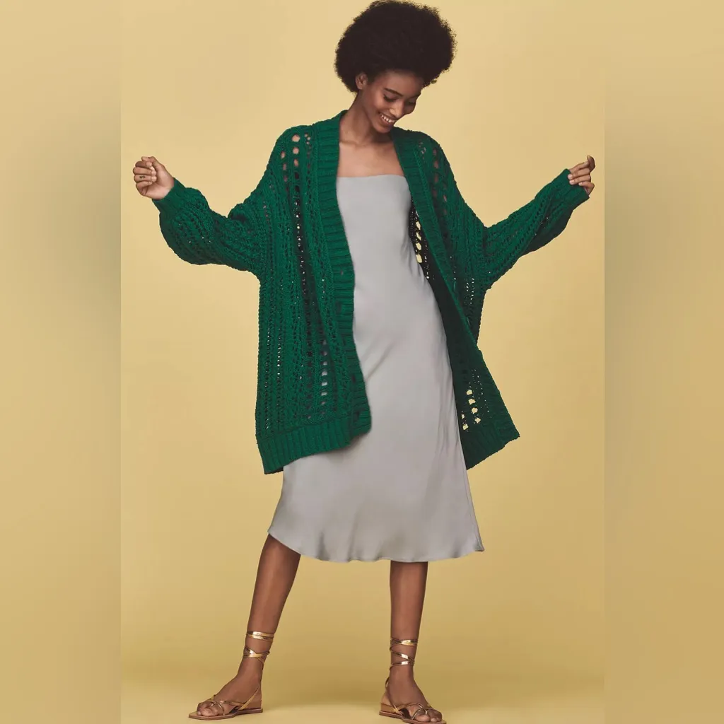Maeve Anthropologie Oversized Open-Stitch Long Sleeve Cardigan Sweater Small - Image 4