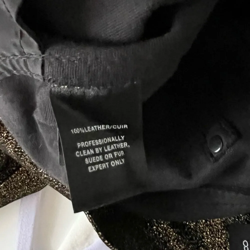 Lafayette 148 New York leather Mercer pants metallic finish 0 gold black - Image 7