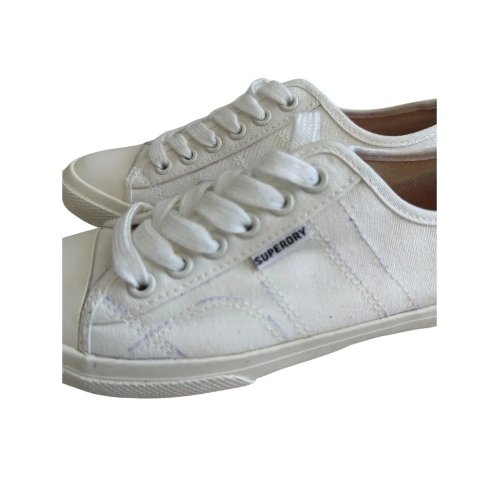 SUPERDRY Women's White Blue Stitch Sneakers Size 6 NEW NWOB - Image 4