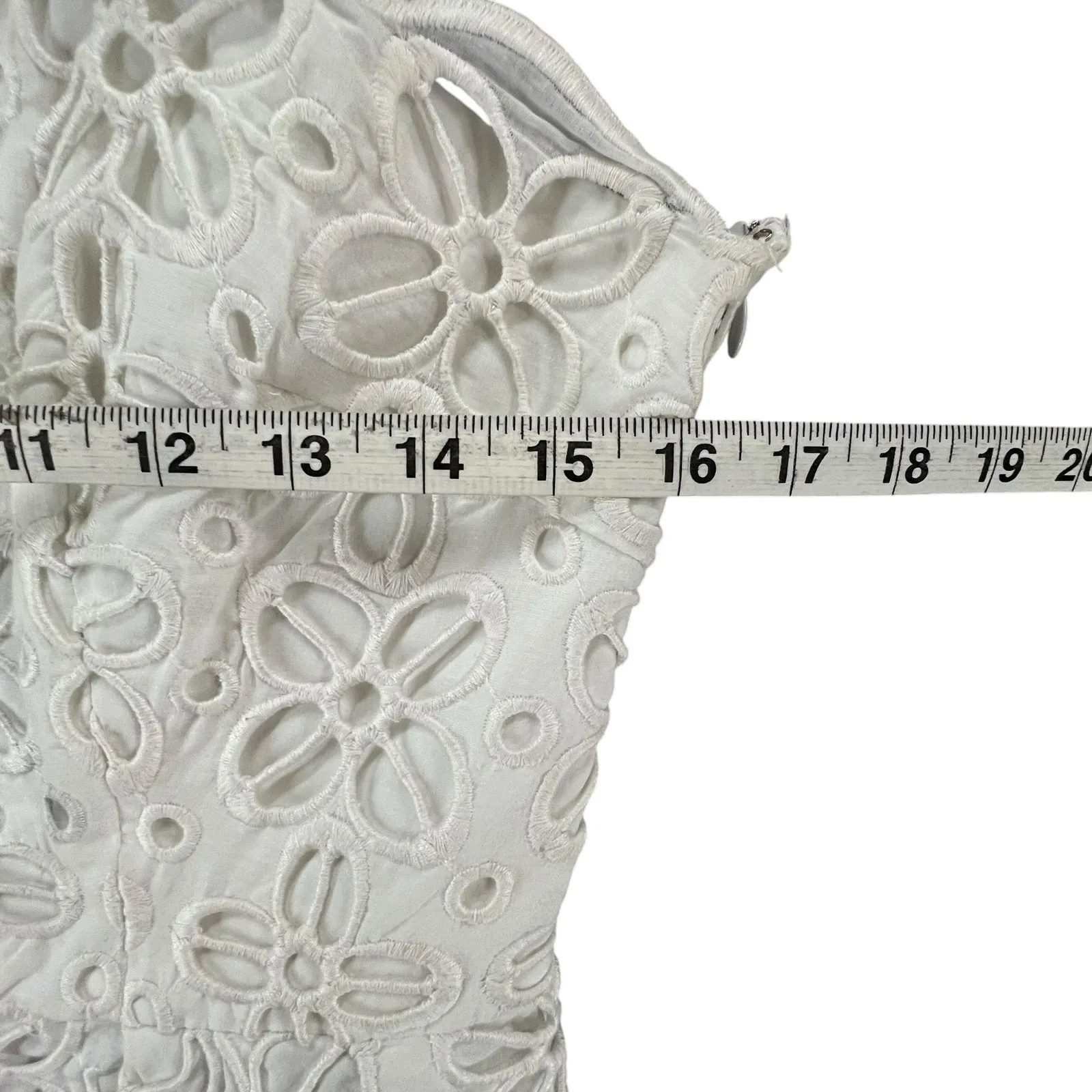 Milly New York Emalina Dress 10 White Floral Eyelet Strapless Lined Chic Modern - Image 8