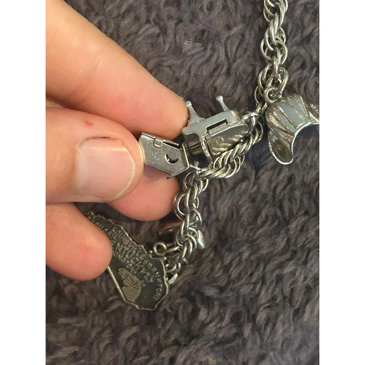 S53 bracelet Kookoo golf Santa and more 925 sterling silver heavy 7.25 inch long - Image 3