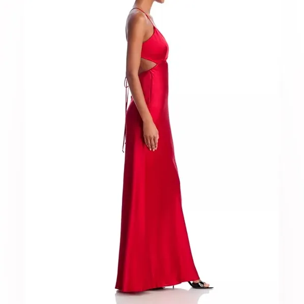 AQUA Formal Women’s Satin Open Back Gown A25650 Red Sz 8 - Image 4