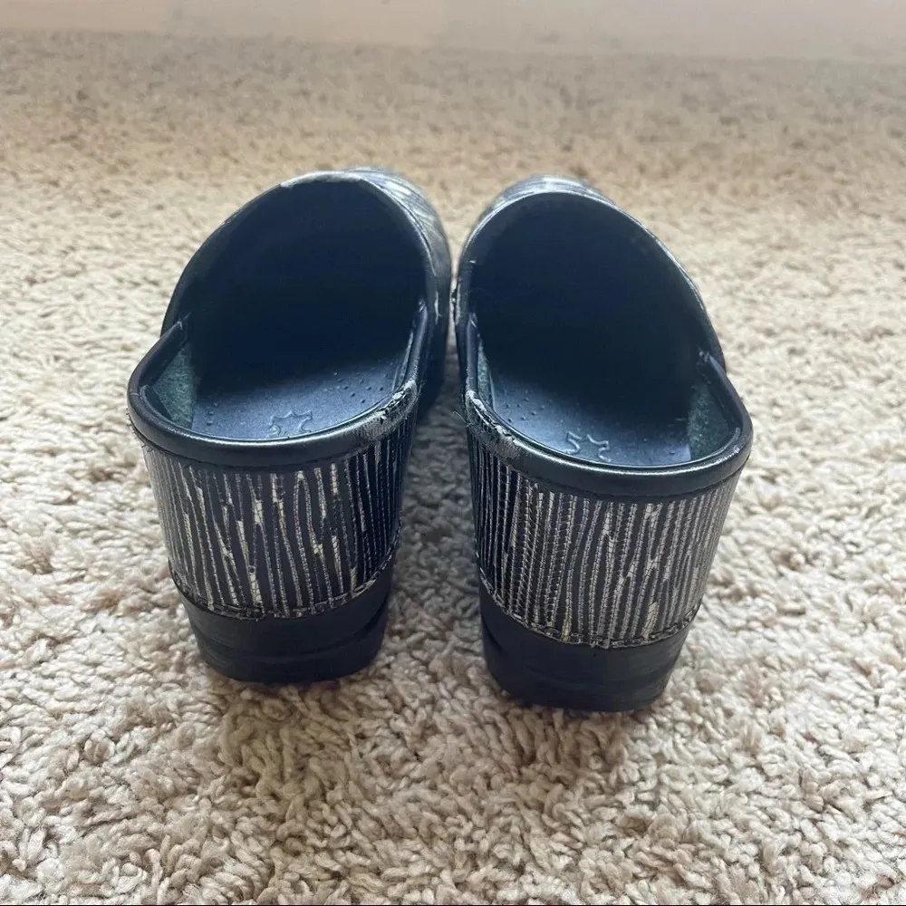 Dansko White Black Striped Slip On Shoes Clogs - Image 3