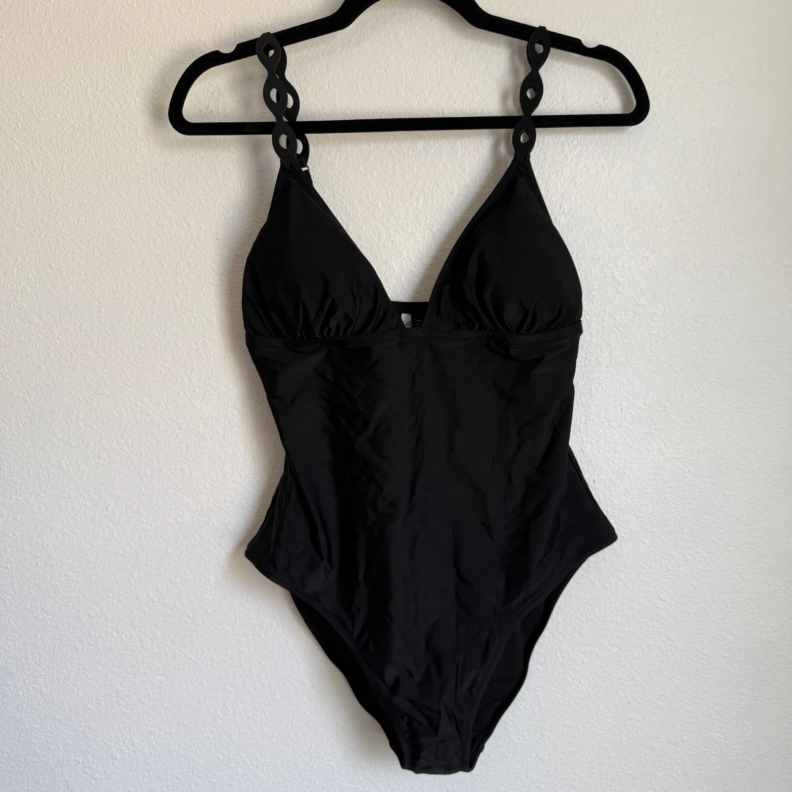 NWT J. Crew Cutout Strap One-piece Swimsuit in Black CK501 Women's Sz M - Image 4