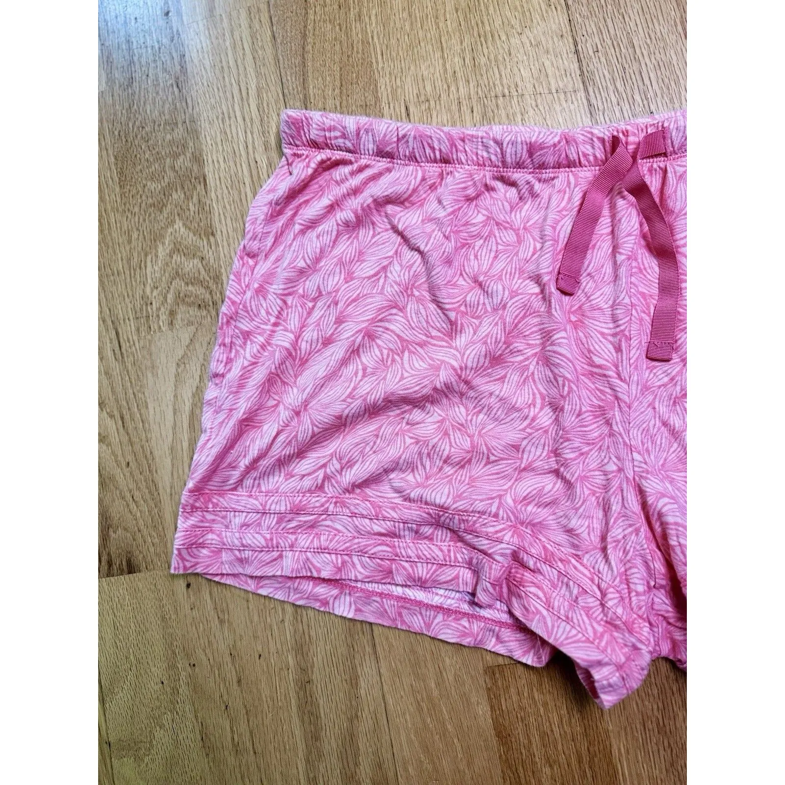 Nautica Women’s Floral Elastic Drawstring Cotton Summer Shorts Pink Size XL - Image 9