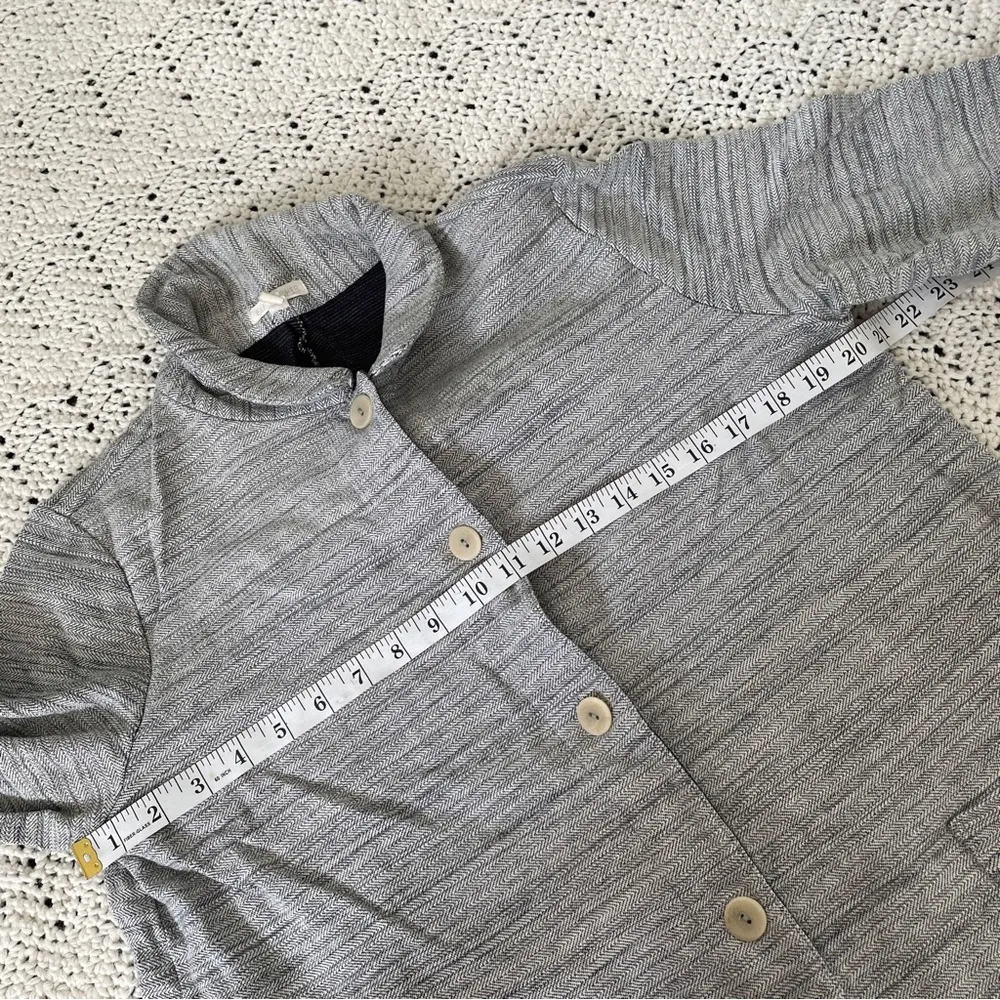 Eileen Fisher Chevron Button Front Long Jacket/Coat Heather Gray (Medium) - Image 4