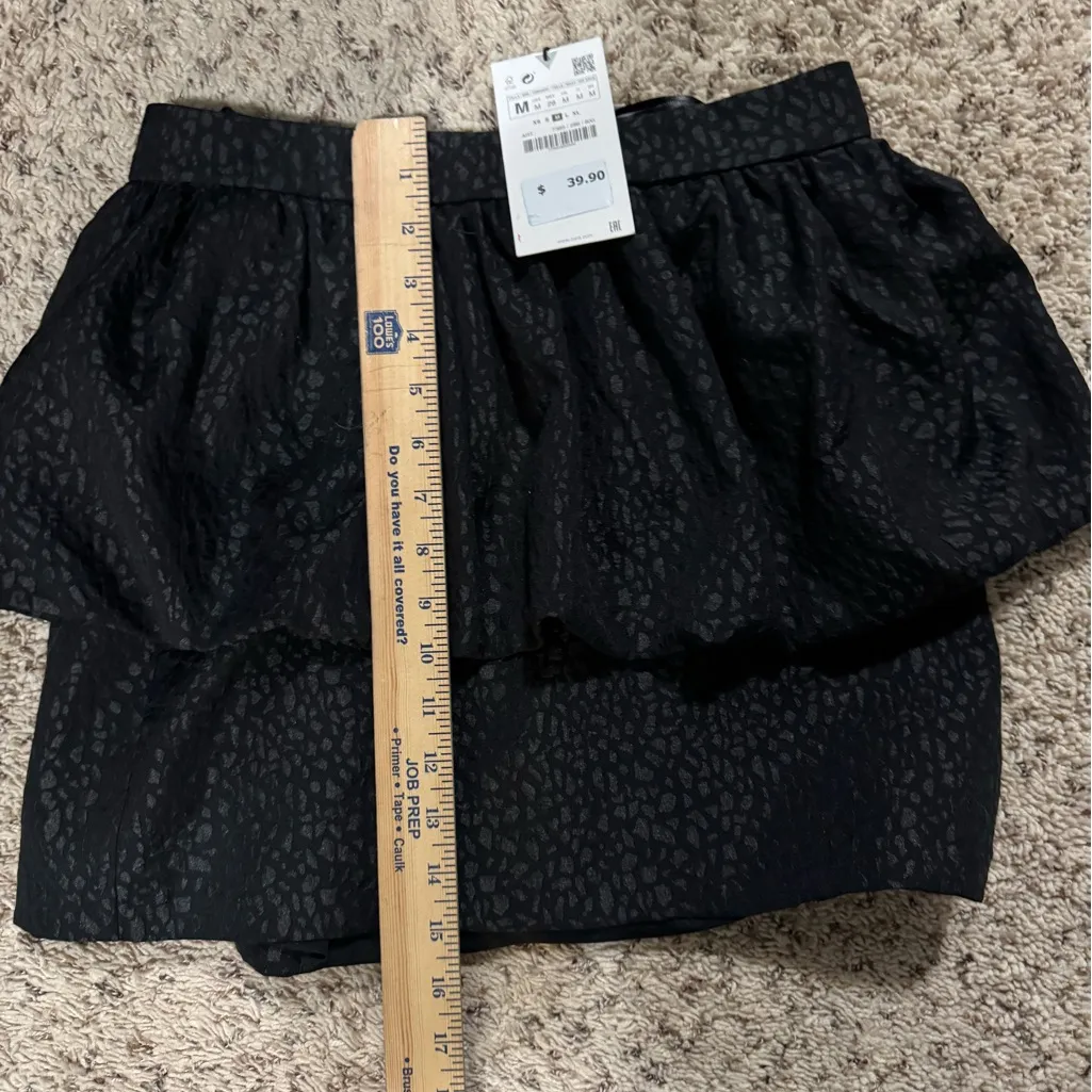NWT ZARA‎ BLACK JACQUARD MINI SKIRT High waist Size M Waist 27 - Image 8