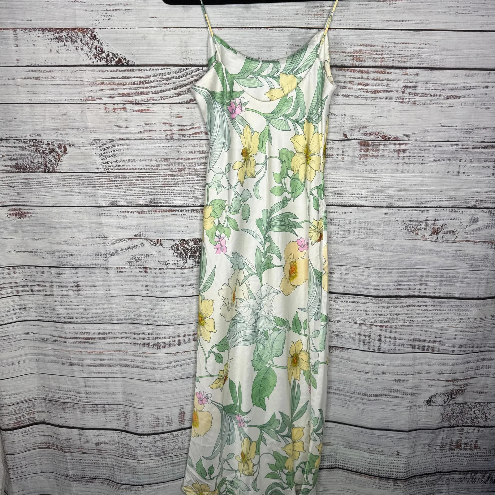 ASOS DESIGN Floral Slip Midi Dress White/Yellow/Green – Size US 4 - Image 4