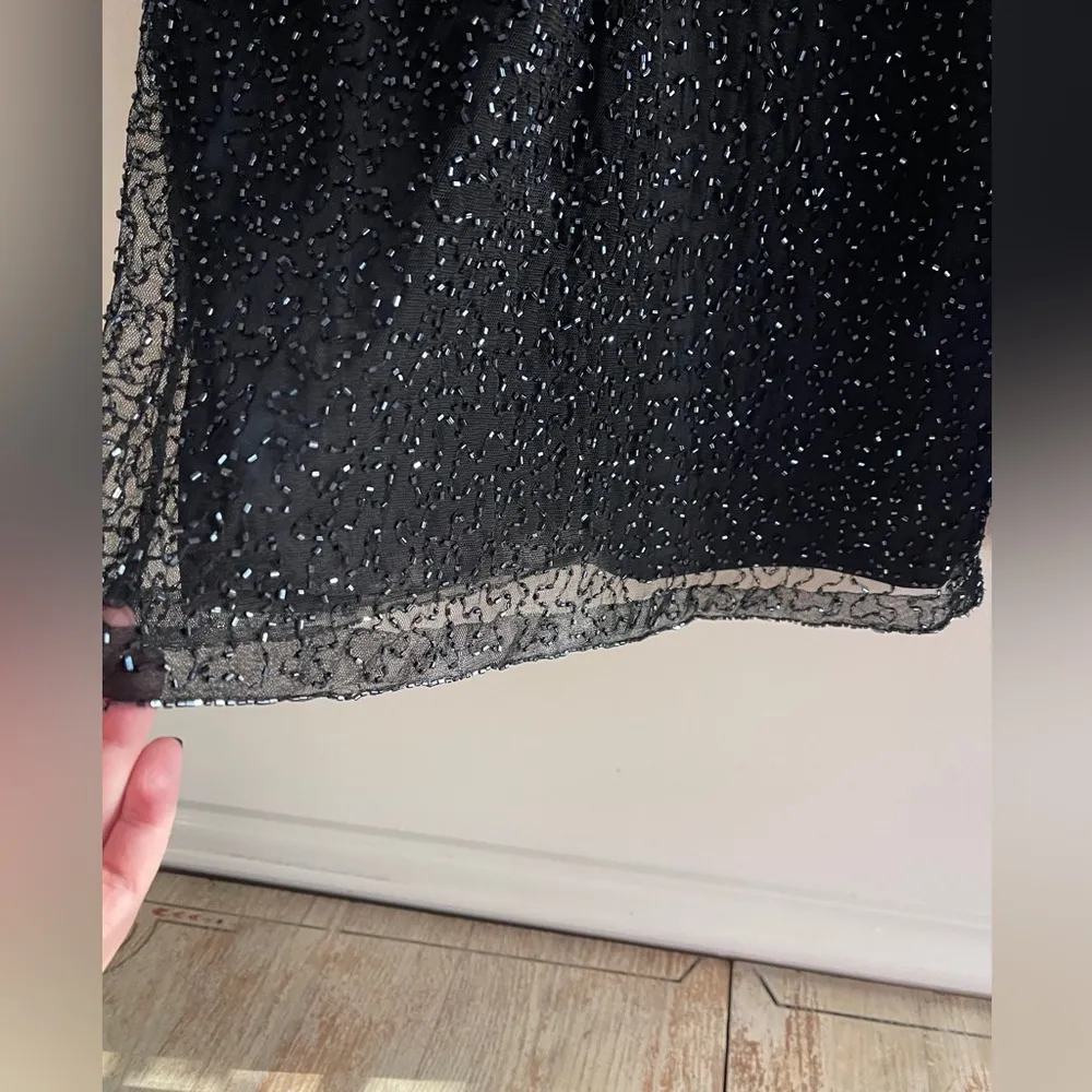 Vintage Chadwicks Black Beaded Top V-Neck Womens Large Fairy Whimsy Valentines - Image 10