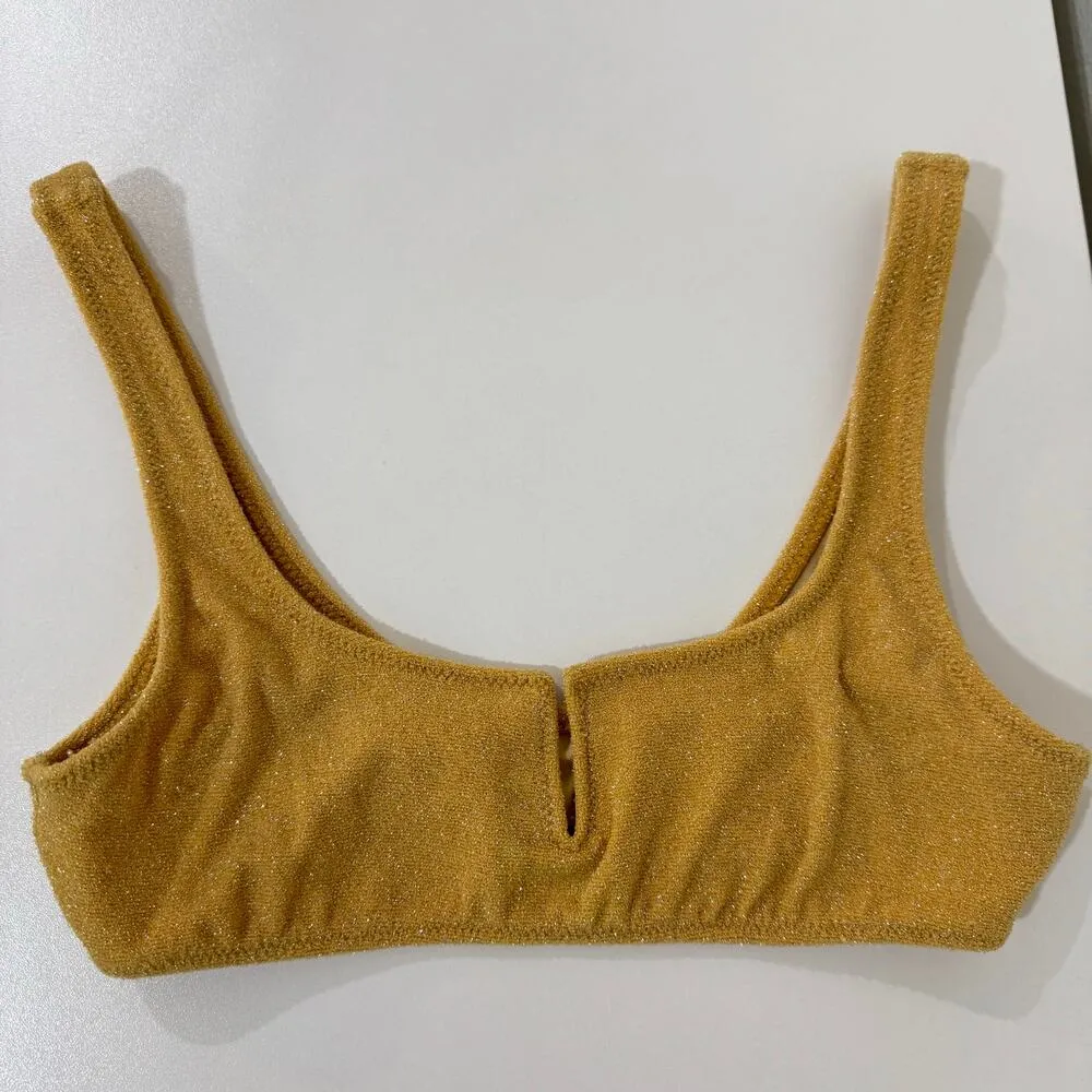 LA Hearts by PacSun Gold Quinn Scoop Bikini Top & Bottom Set Size XS Small - Image 6