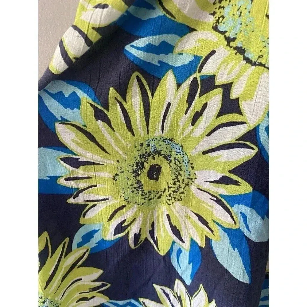 Aerie Gauzy Cotton Floral Tassel Swim Cover Dress Size S Blue Green Boho‎ Beach - Image 7