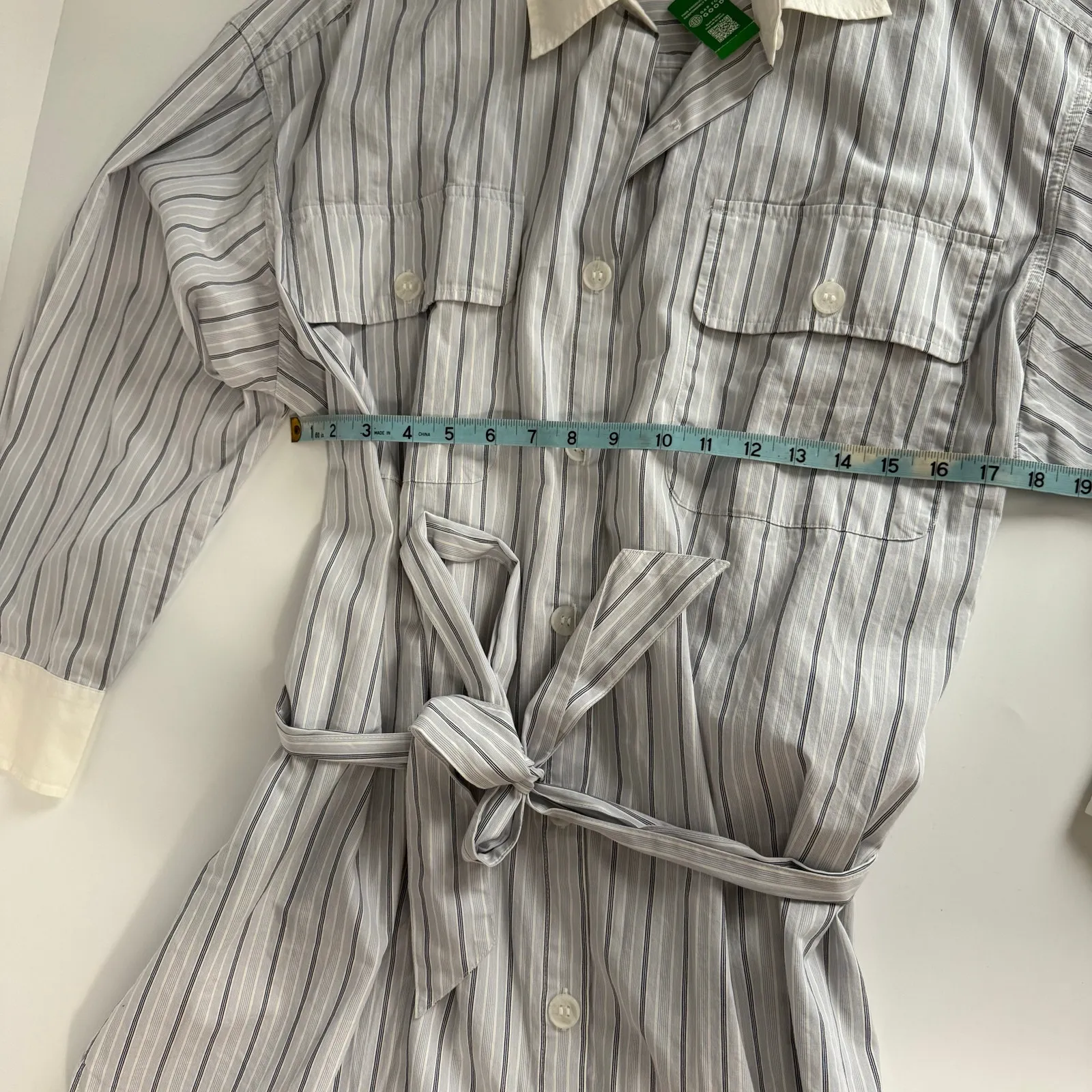 Gap‎ Organic Cotton Striped Blue White Mini Shirt Dress Size Medium NWT - Image 7