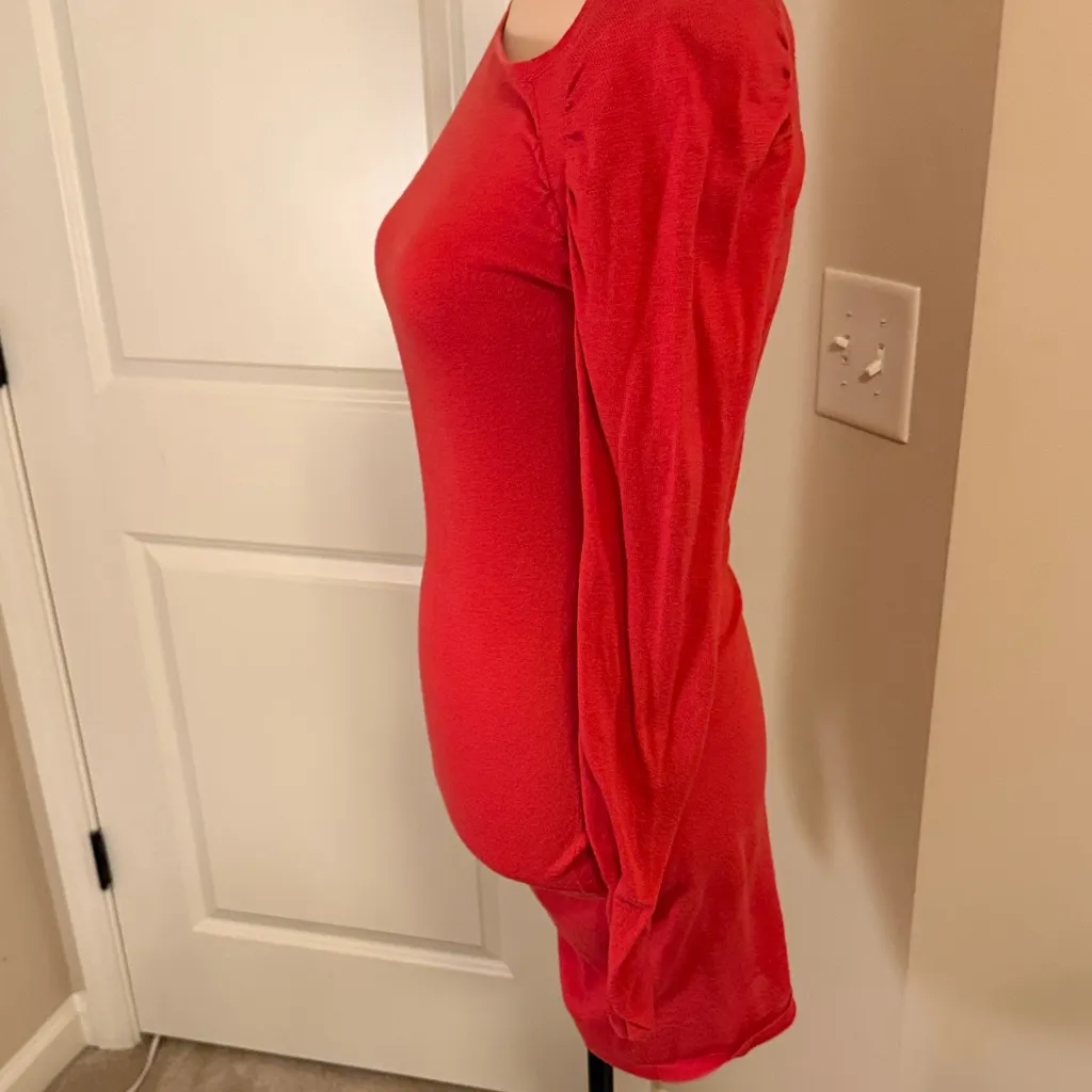 Moda International Ruched Long Red Women's Lightweight sweater size M Size M - Image 4