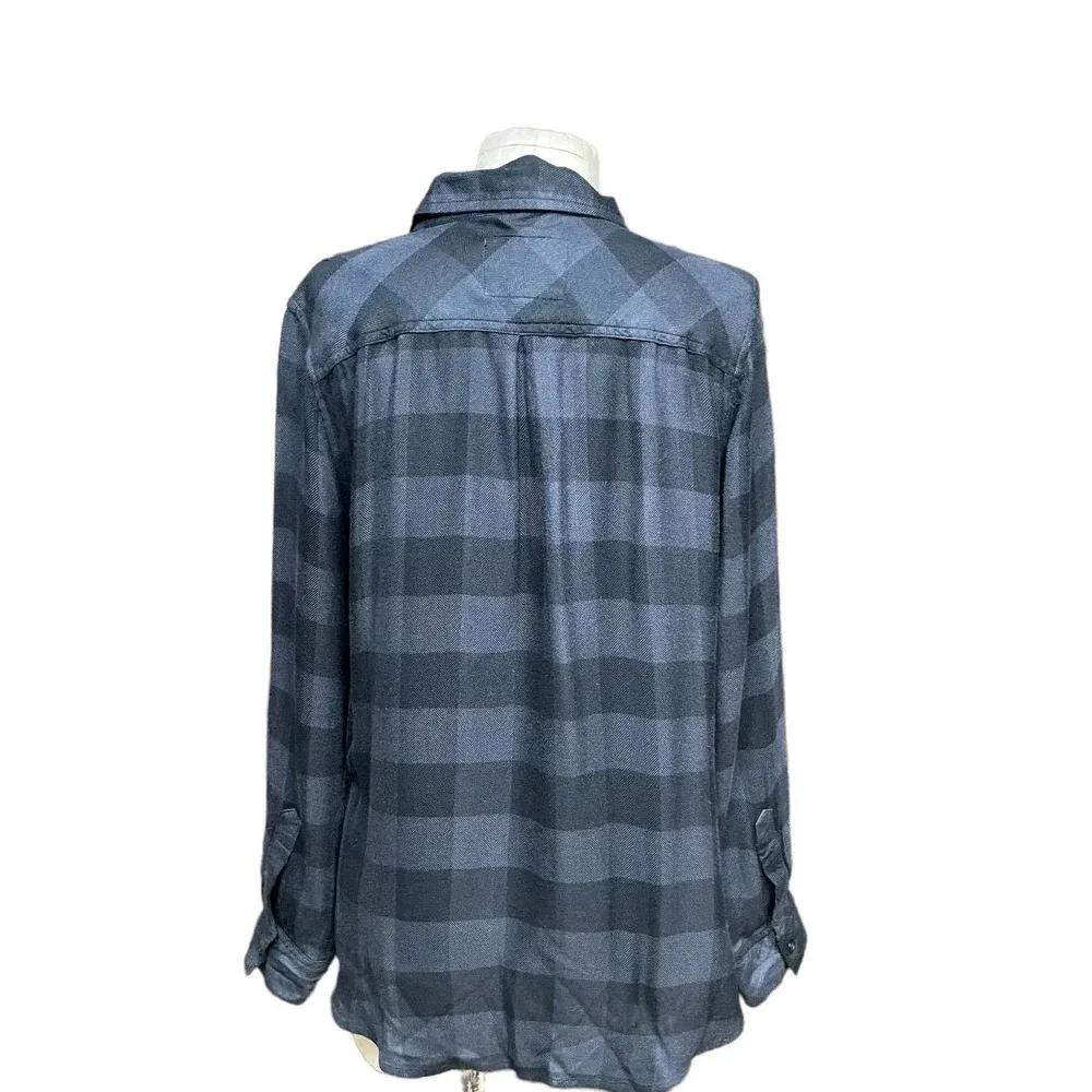Rails Hunter‎ Flannel Button Down Shirt Gray Black Check Plaid Size Small - Image 7