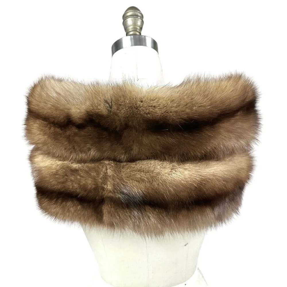Authentic Russian Sable Fur Stole+ Matching Pillbox Hat VTG 50s Brown Mob Wife - Image 4