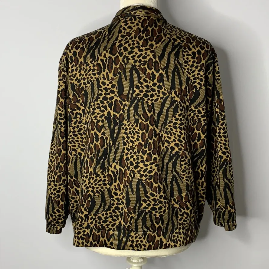 Tan Jay Leopard Animal Print Jacket 51PE Black Size M - Image 4