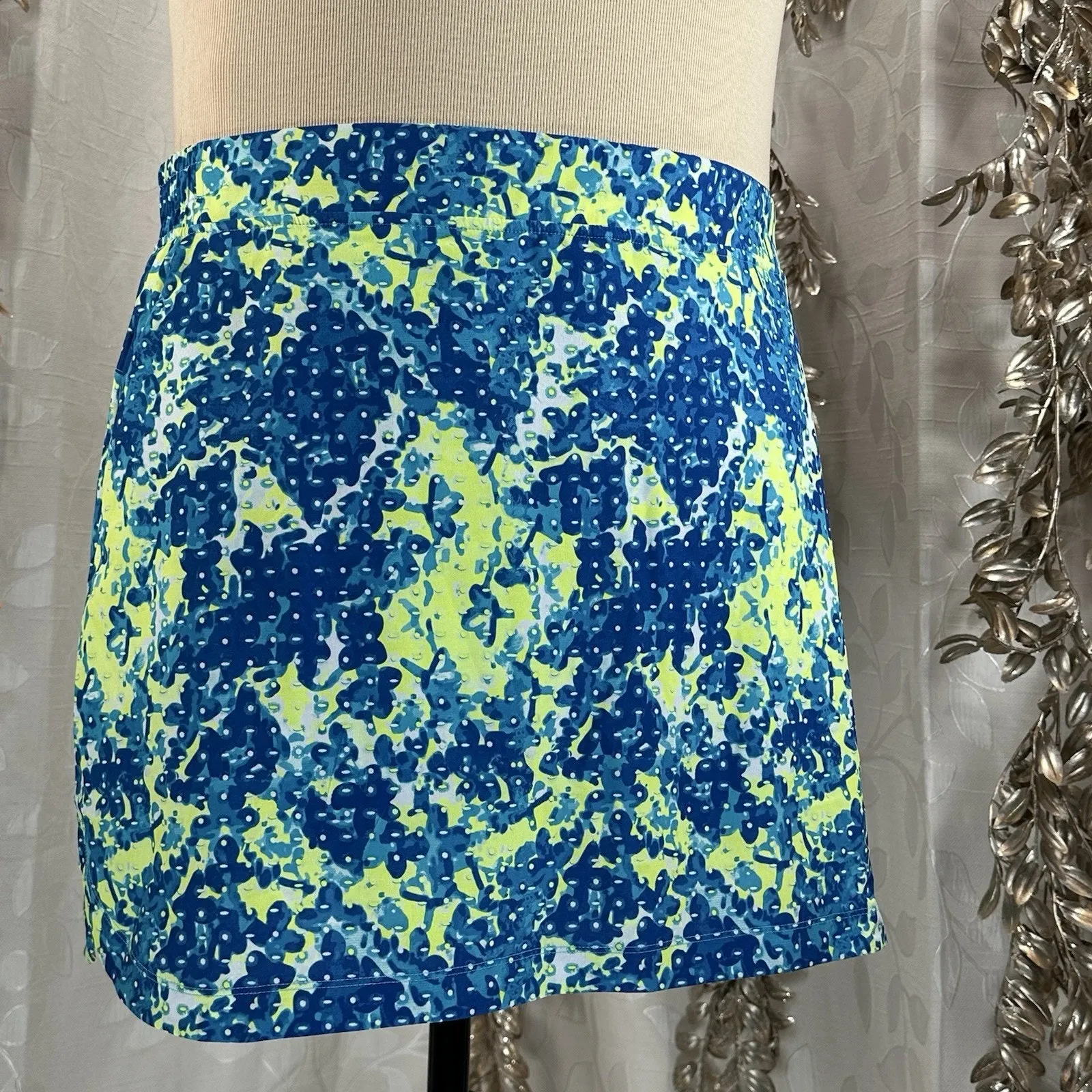 Slazenger XXL Plus Size Golf‎ Skort Blue Yellow Print Pockets Activewear Resort - Image 2
