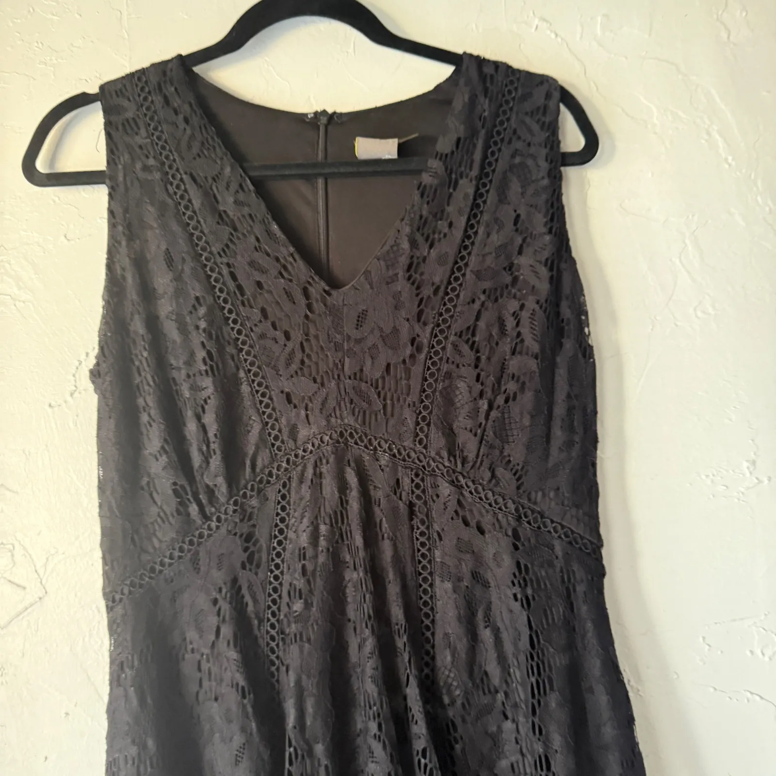Taylor Black Lace V Neck Midi Dress Size 10 Fairy Whimsigoth Grunge Witchy - Image 7