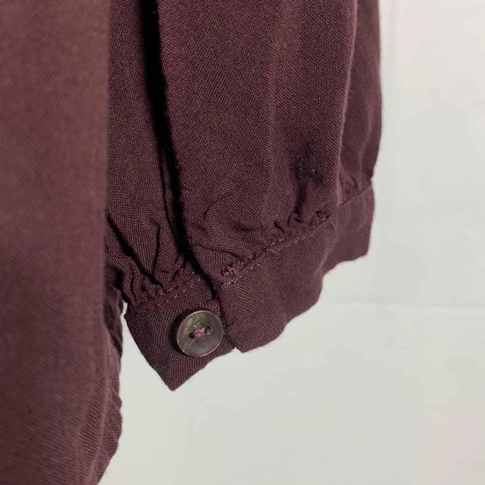 Button Up Lace Insert Wined Down Long Sleeve Blouse Size Small Tall - Image 12