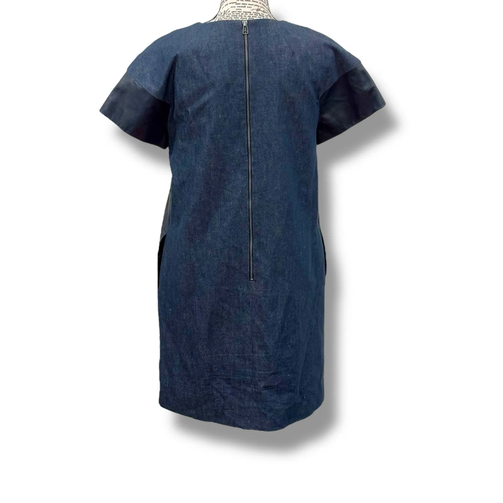 Sea New York Size (S) 2 Blue Denim + Leather Mini Dress Made in USA Designer - Image 8