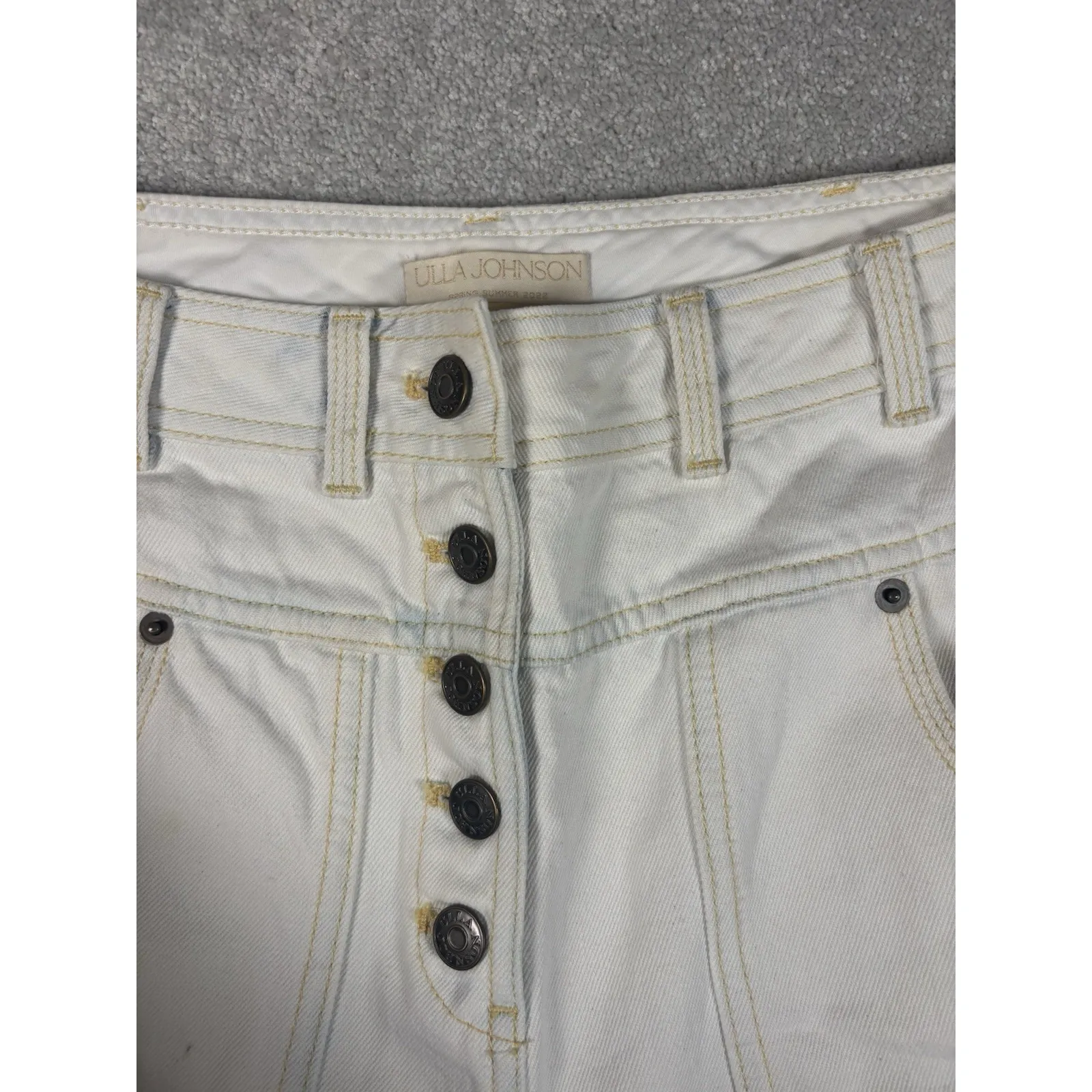 ulla johnson august white/ivory‎ jeans straight barrel fit size 4 Bleached EUC - Image 3