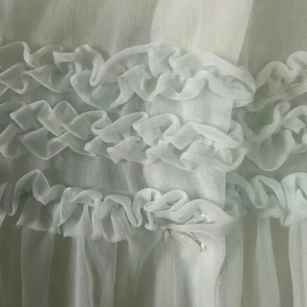 Vintage 60s Shadowline Maxi Peignoir Baby Blue Ruffles Medium Coquette Dainty - Image 7