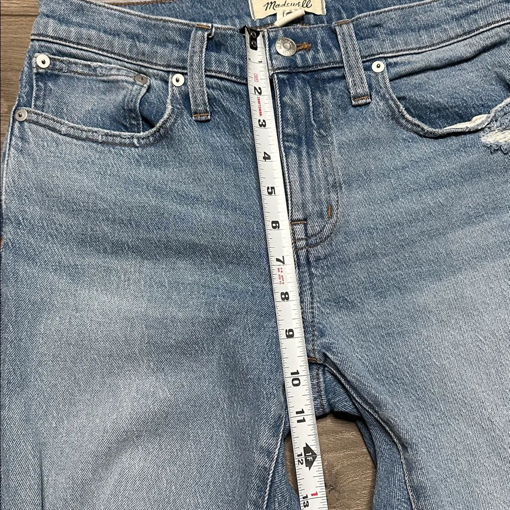 Madewell The Slim Boy Jean Mid Rise Distressed Stretch Blue Jeans Size 26 - Image 10