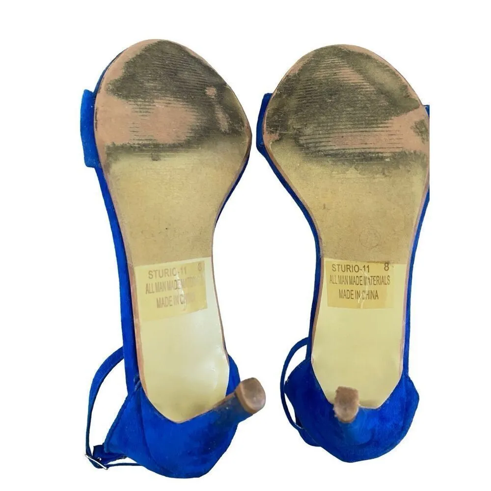 Sturio Stiletto Heels Ankle Strap Formal Strappy Shoes Feminine Pumps Blue Size 8 - Image 6