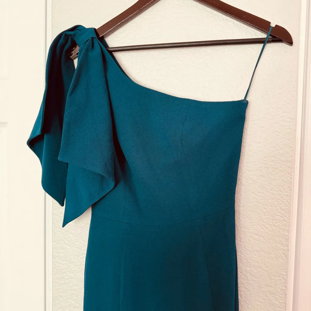 $248 Dress The Population • One Shoulder Cape Gown • Georgina • Color Pine • XS - Image 6