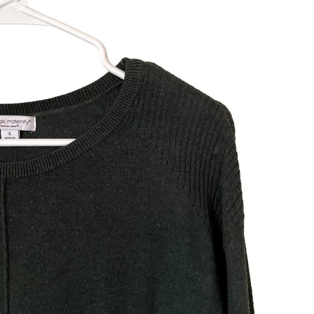 Liz Lange Maternity green long sleeved crewneck sweater comfortable warm casual - Image 2