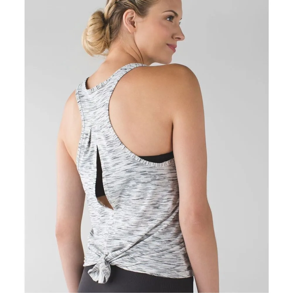Lululemon Salute the Sun Tank Tiger Space Dye Black White Size 4 Tie Back‎ - Image 3