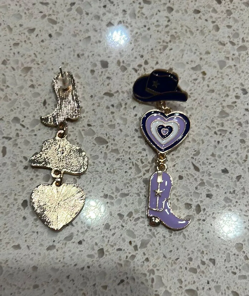 Cowgirl Earrings Purple - Image 2
