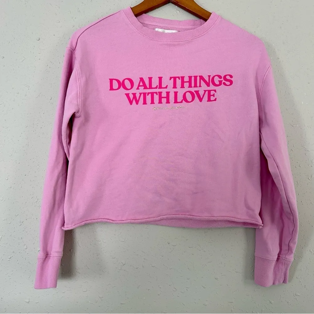 Spiritual Gangster Pink Do All Things With Love Sweatshirt XS Valentine’s Day - Image 3