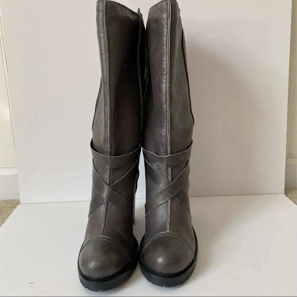 CNC Costume National Gray Leather Boots 39 9 - Image 3