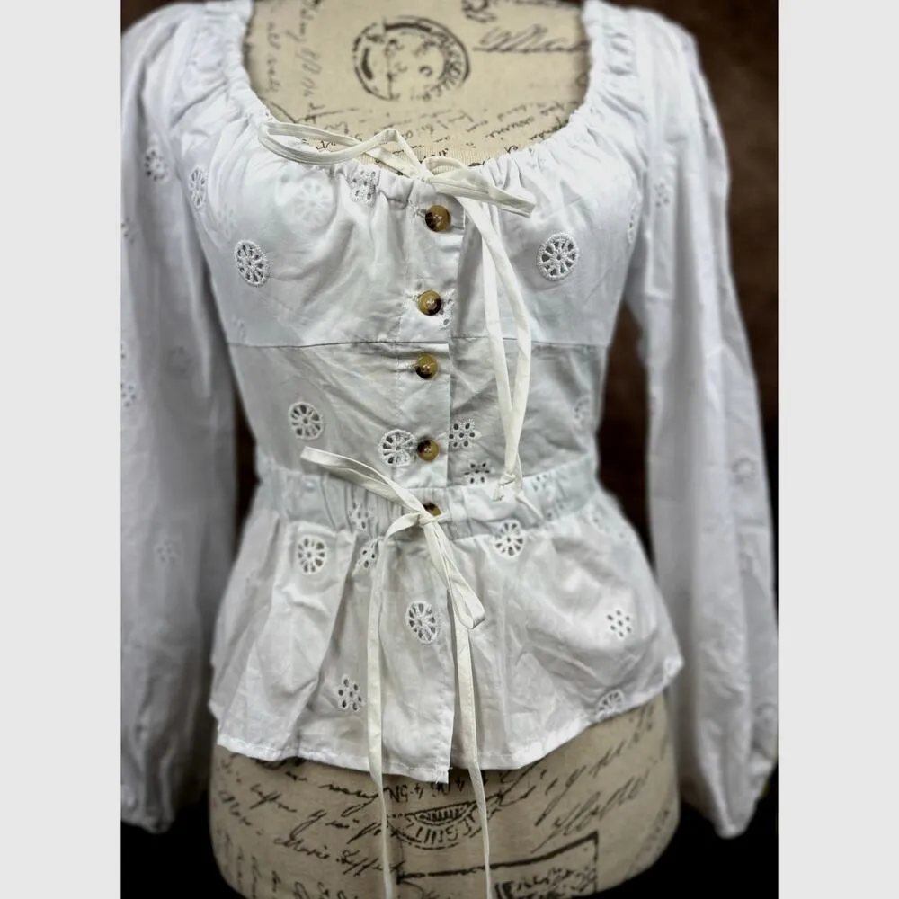 Ciao Lucia Olympia Eyelet Cut Out Detailed Top White size XS - Image 4