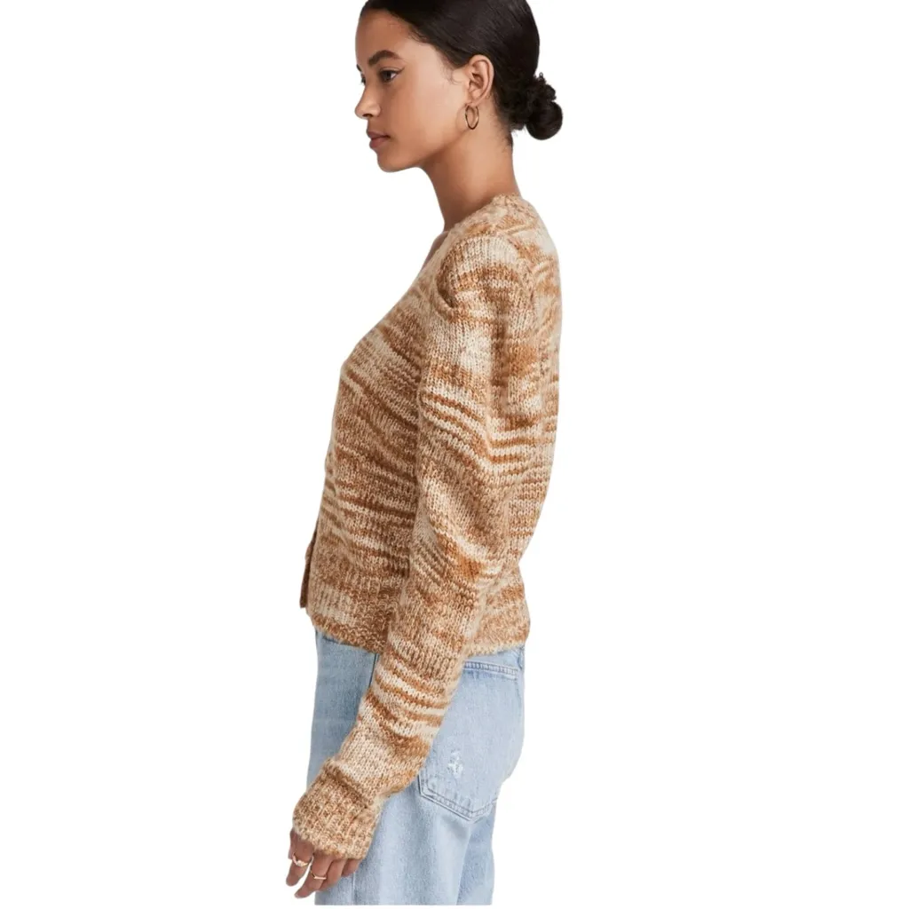 En Saison Puff Long Sleeve Gold Yellow Space Dye Cardigan Sweater size Medium - Image 2