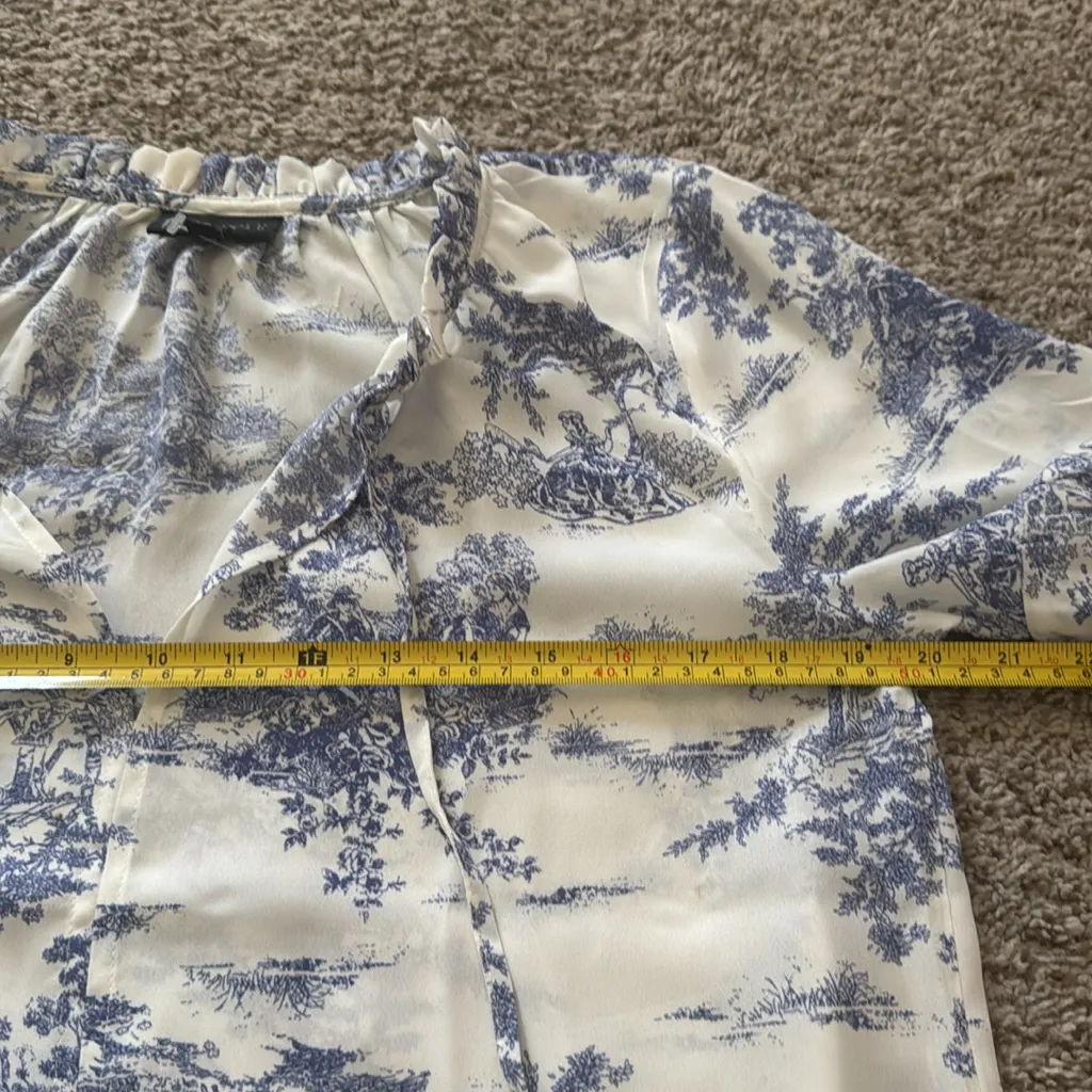 Collection by Bobeau Womens Short‎ Sleeve Blue White Blouse Size XS - Image 5