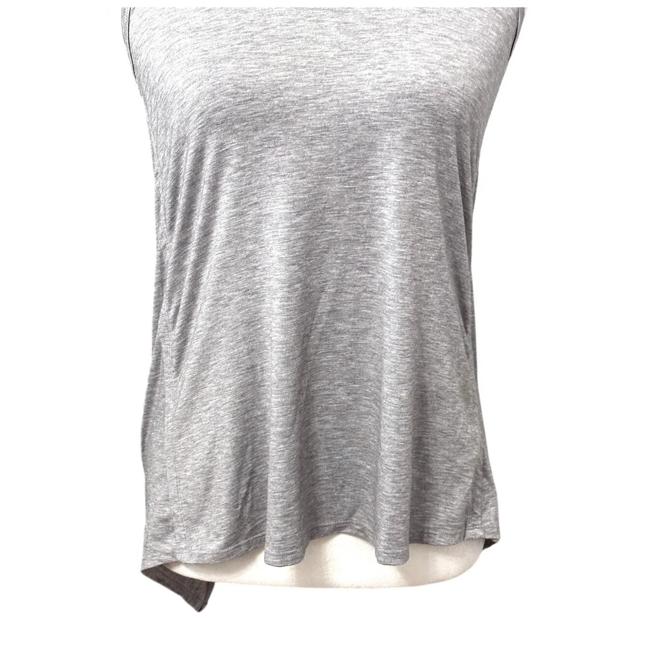 Athleta Tank Top Scoop Neck Wrap Keyhole Back Design Sleeveless Heather Gray XXS - Image 3
