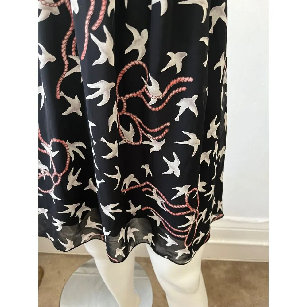 90s macy & taylor black scoop neck strappy fit flare dove Crane Dress Small - Image 4