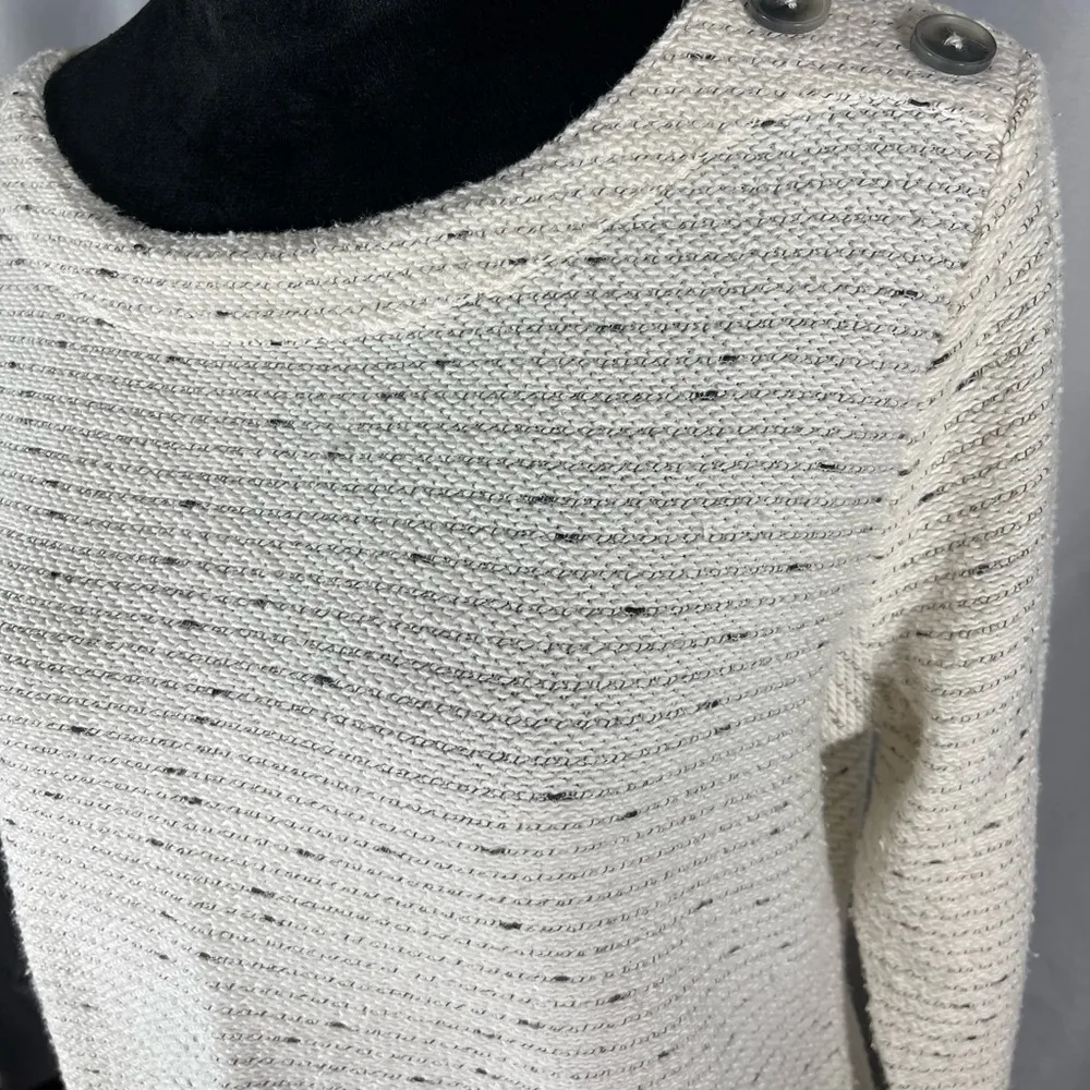 Loft Boatneck Ivory Cream  Speckled Black Long sleeve Women’s Sweater Sz M NWOT - Image 5