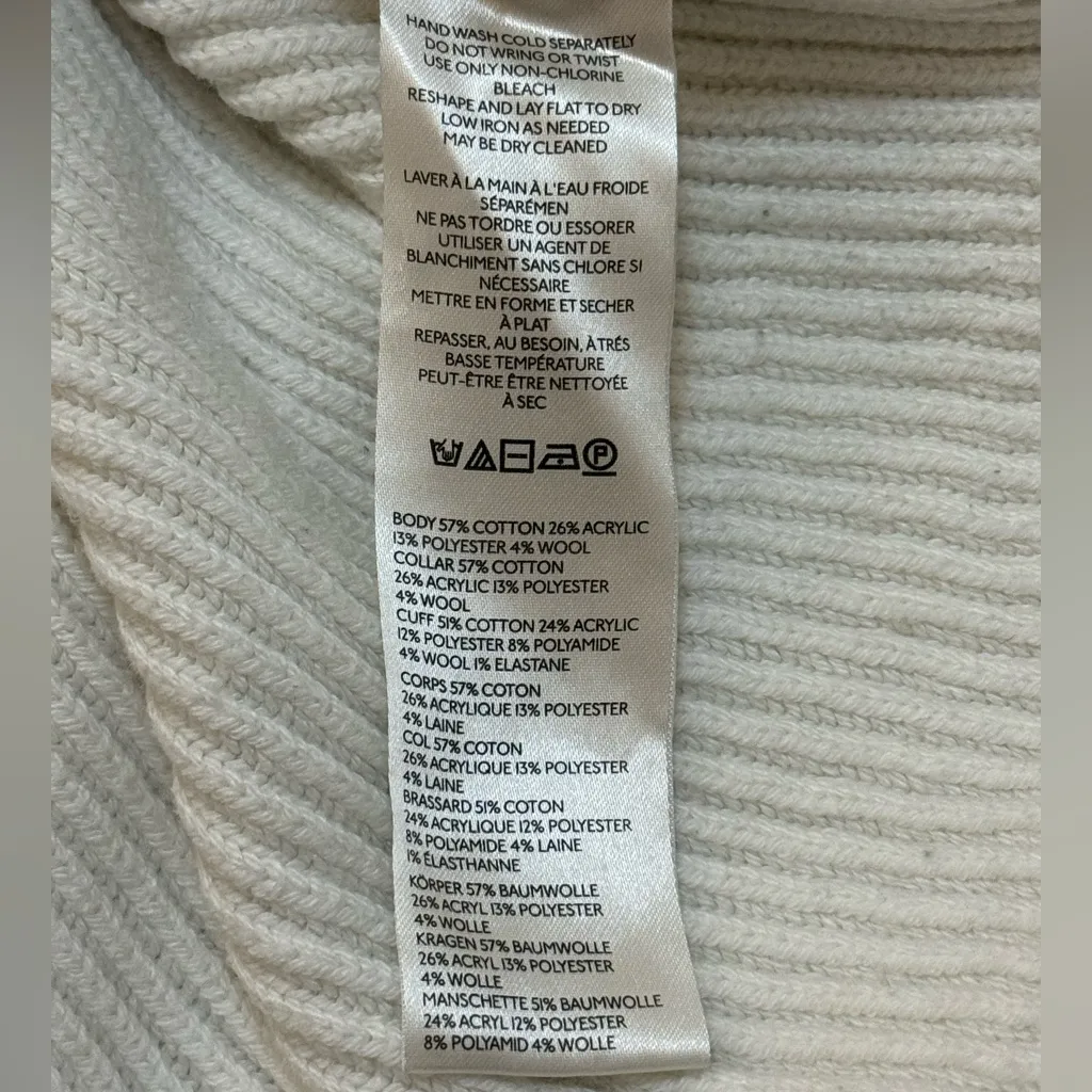 Maeve  Easy Mock Neck Ribbed pullover sweater white women’s size medium - Image 7