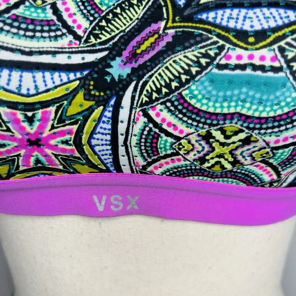 Victorias Secret VSX Womens Geometric Kaleidoscope Racerback Sports Bra Sz 32B - Image 3