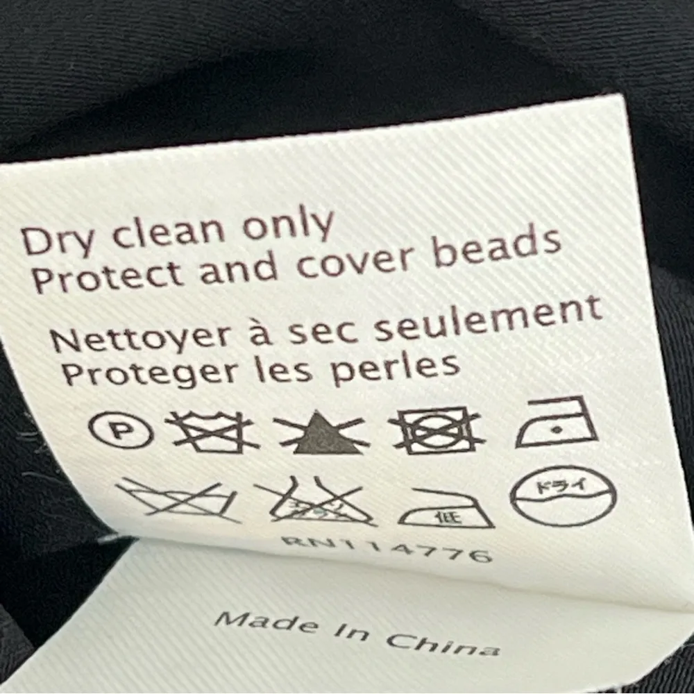 Phillip Lim 100%Silk satin bejeweled neckline Top, black, 3/4 sleeve, size 6 - Image 12