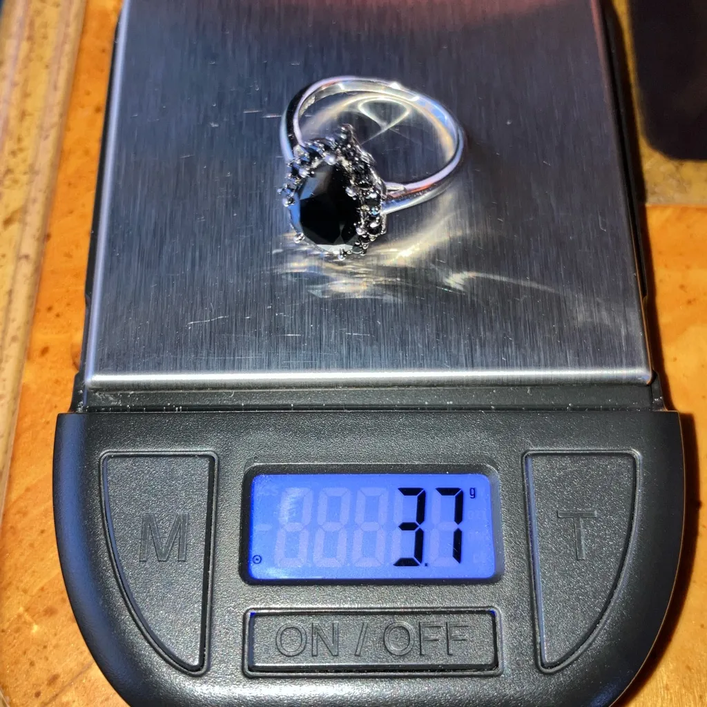 Natural Black Spinel Sterling Silver Ring Size 8 - Image 9