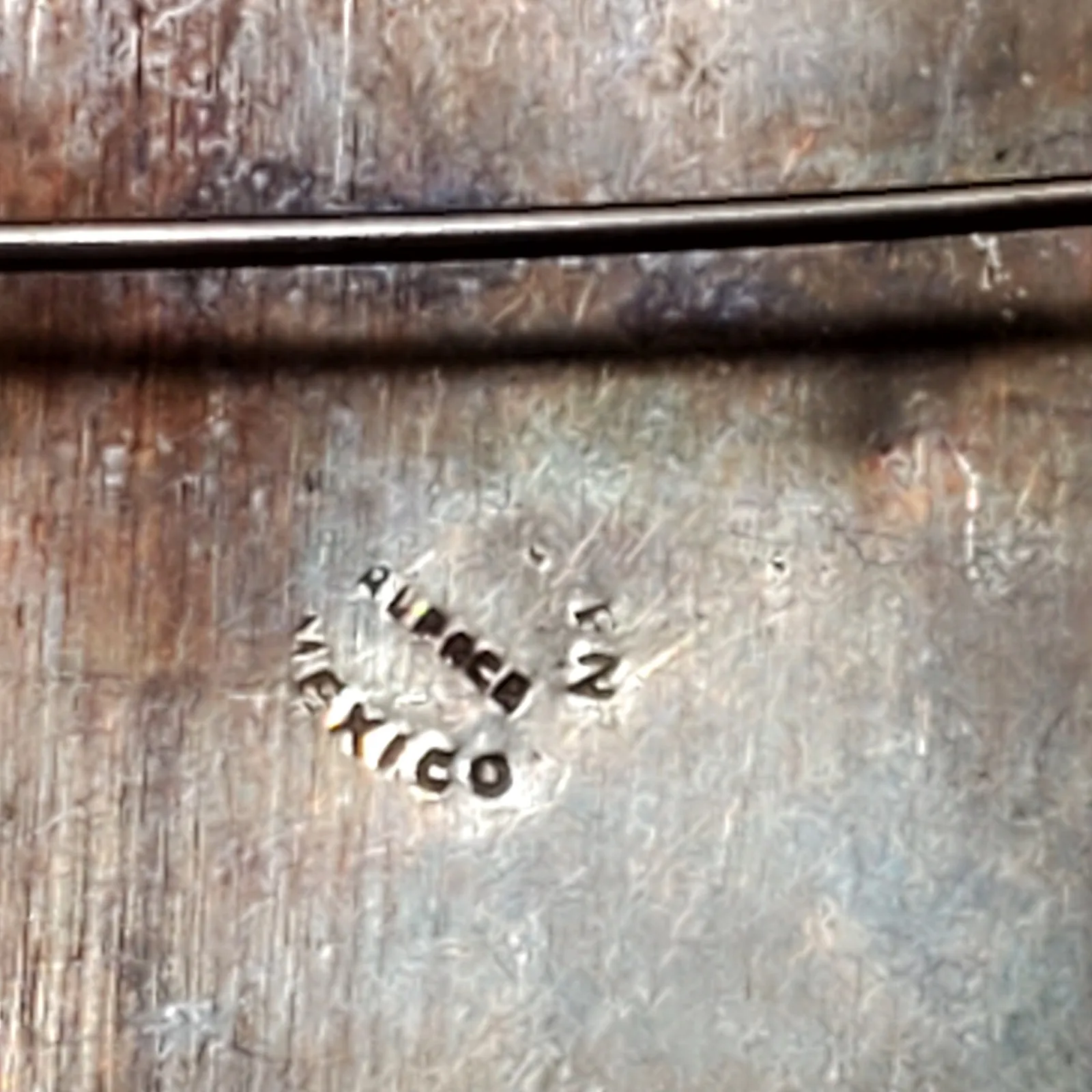 Alpaca Mexico Aztec Round Brass Brooch 2" Vtg Black Gold - Image 3