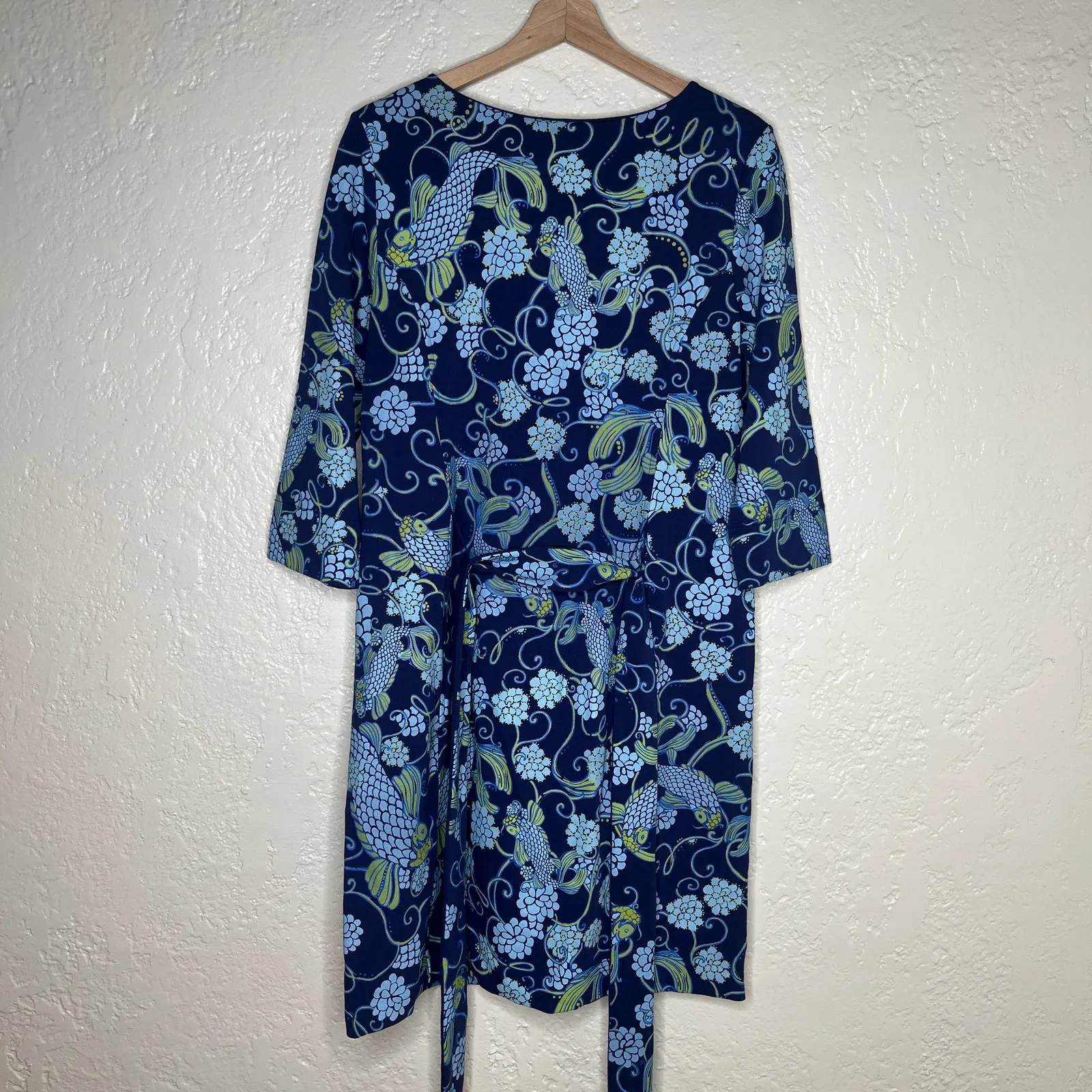 Lilly Pulitzer Jonah Belted Print Dress Women Blue Green Floral Size Medium - Image 3