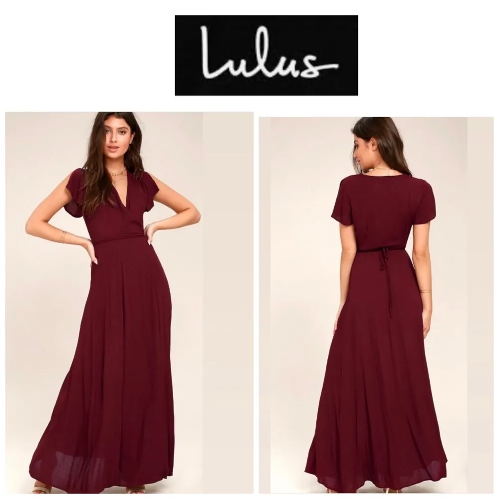 Lulus Women's Heart of Marigold Burgundy Wrap
Maxi Dress M - Image 2