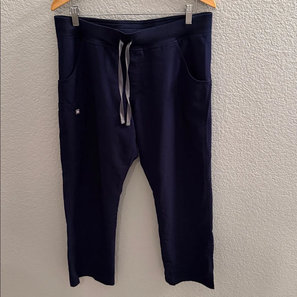FIGS Yola High-Waisted Straight Leg Scrub Navy Blue Pants Size XL Petite - Image 2