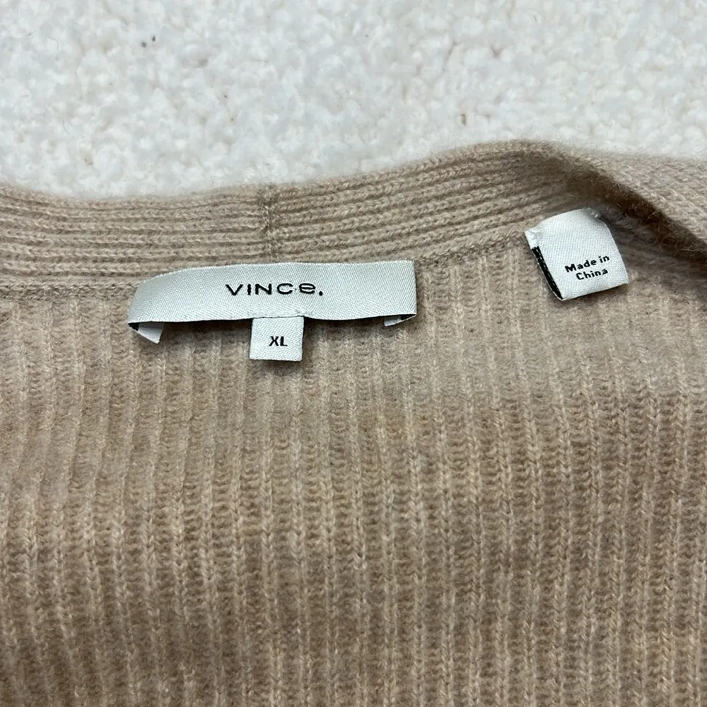 VINCE 100% Cashmere Ribbed Square Neck Smokey Quartz Sweater Size XLarge - Image 3
