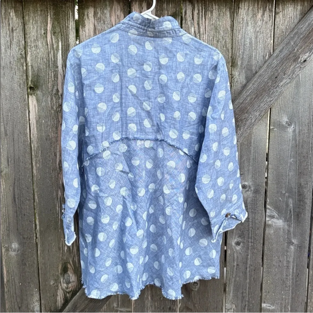 Like New John Mark Linen Chambray
Button Front A Line Top Size XL - Image 9